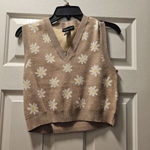Flower Print Sweater Vest